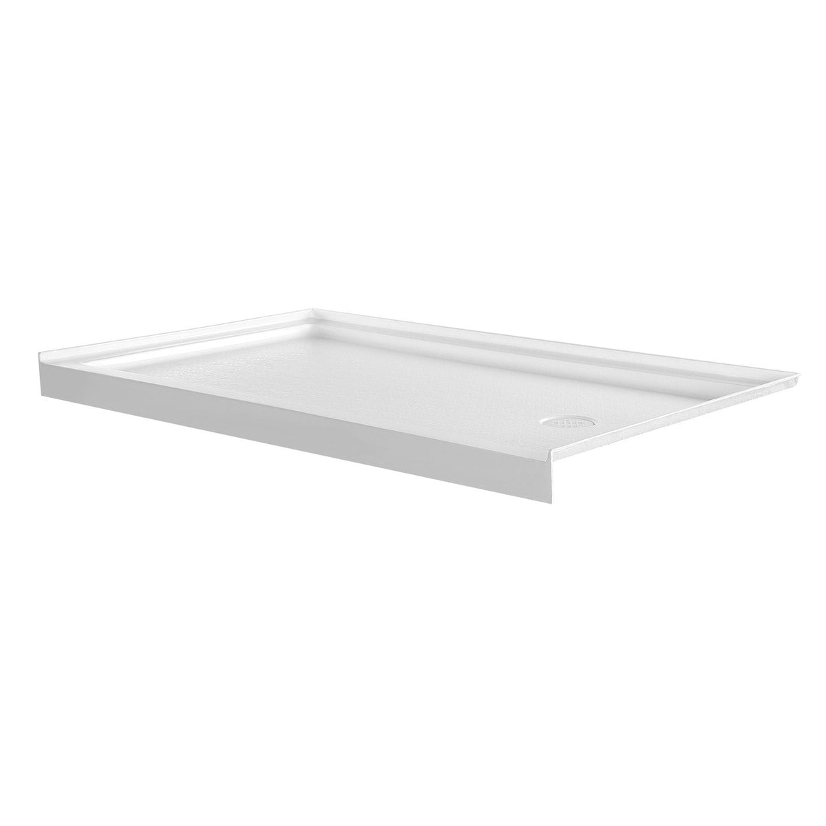 Shower Pan, 60″ L x 36″ W Single Threshold Shower Base, Rectangle Acrylic & PVC Showering Base in White, Slip-Resistant Showering Pan Bases with Drain & Cover for Bathroom, Right Drain Location