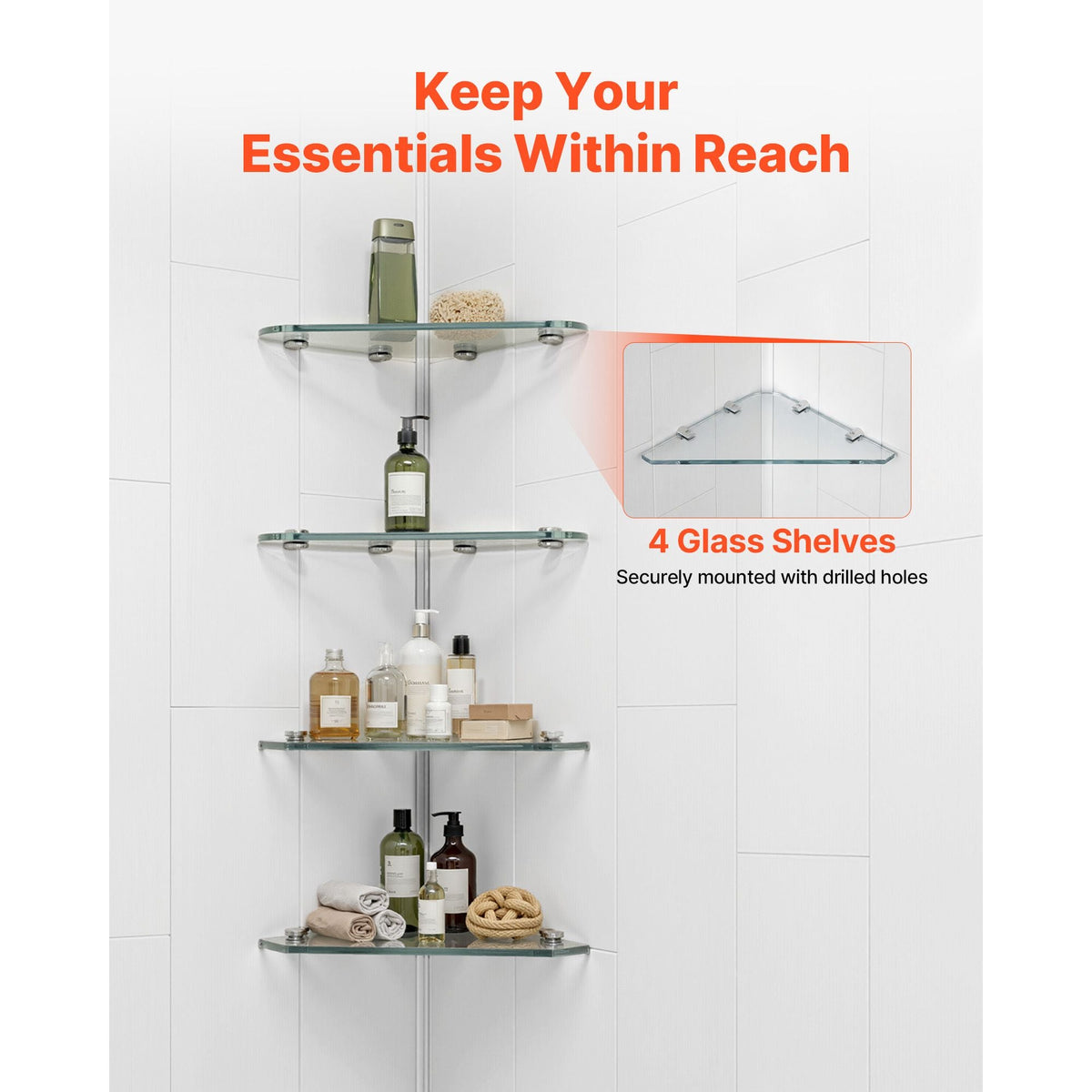 Shower Wall Panels, 60" W x 36" D x 75" H, 0.14" (3.5 mm) Thick, 3-Panel Waterproof SMC Shower Surround Kit, Quick Install and Trimmable Bathroom Tub Wall Panel Surround Kit with 4 Glass Shelves