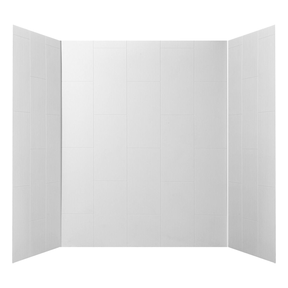 Shower Wall Panels, 60" W x 36" D x 75" H, 0.14" (3.5 mm) Thick, 3-Panel Waterproof SMC Shower Surround Kit, Quick Install and Trimmable Bathroom Tub Wall Panel Surround Kit with 4 Glass Shelves