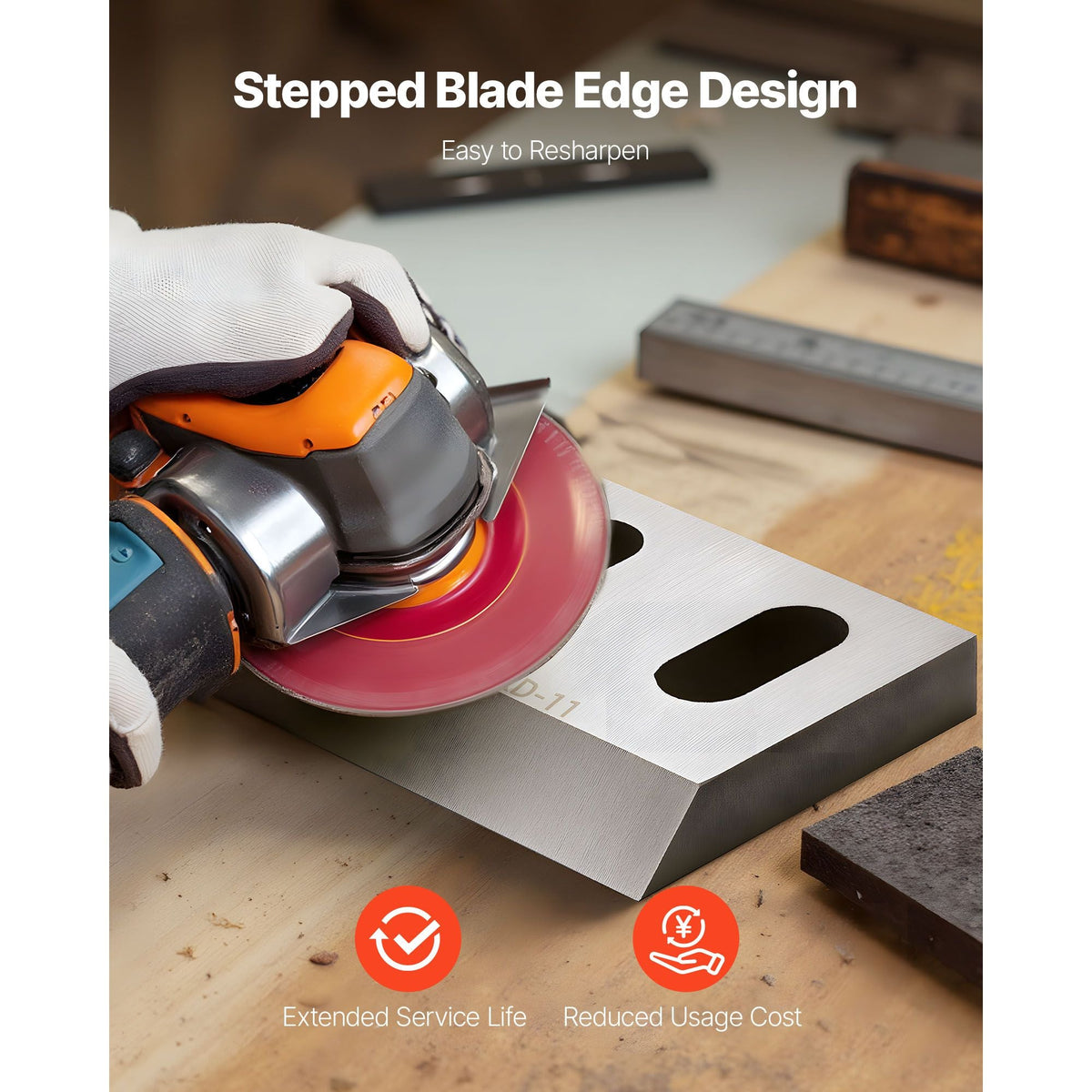 Shredder Blades, Alloy Steel Shredder Machine Blade Kit with 12 Rotating and 2 Fixed Blades, High-Hardness SKD-11 Blade, Compatible with Model 400 Plastic Grinder, for ABS, PP, PVC & Nylon