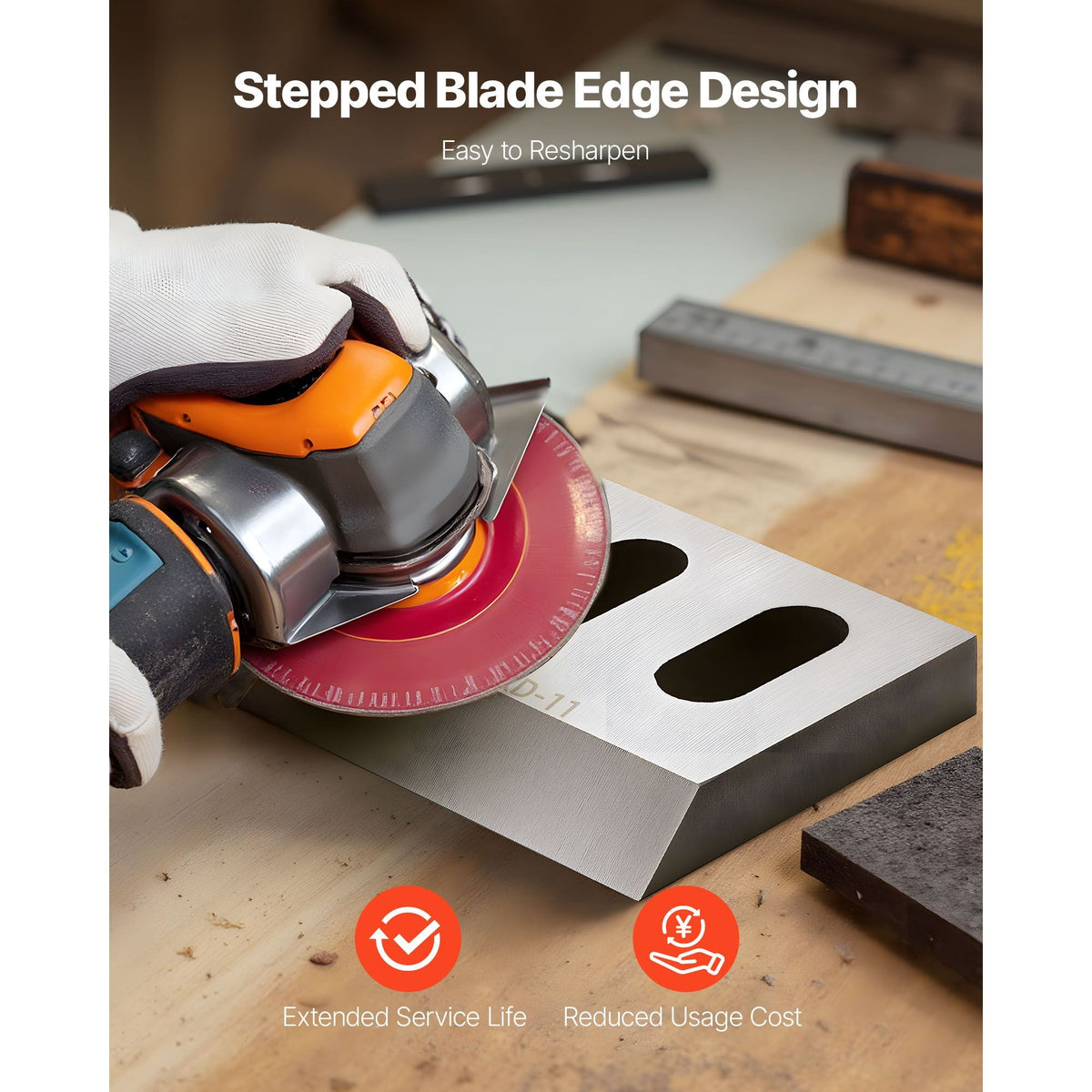 Shredder Blades, Alloy Steel Shredder Machine Blade Kit with 9 Rotating and 2 Fixed Blades, High-Hardness SKD-11 Blade, Compatible with Model 180 Plastic Grinder, for ABS, PP, PVC & Nylon