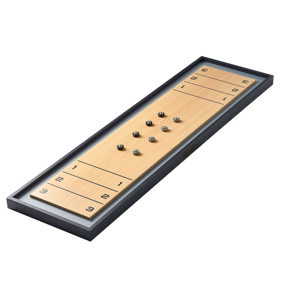 Shuffleboard and Curling 2 in 1 Board Games, 45" Portable Tabletop Set, Two Sided Tabletop Shuffleboard with 8 Rolling Pucks, Shuffleboard and Curling Combo Game Set for Kids and Family