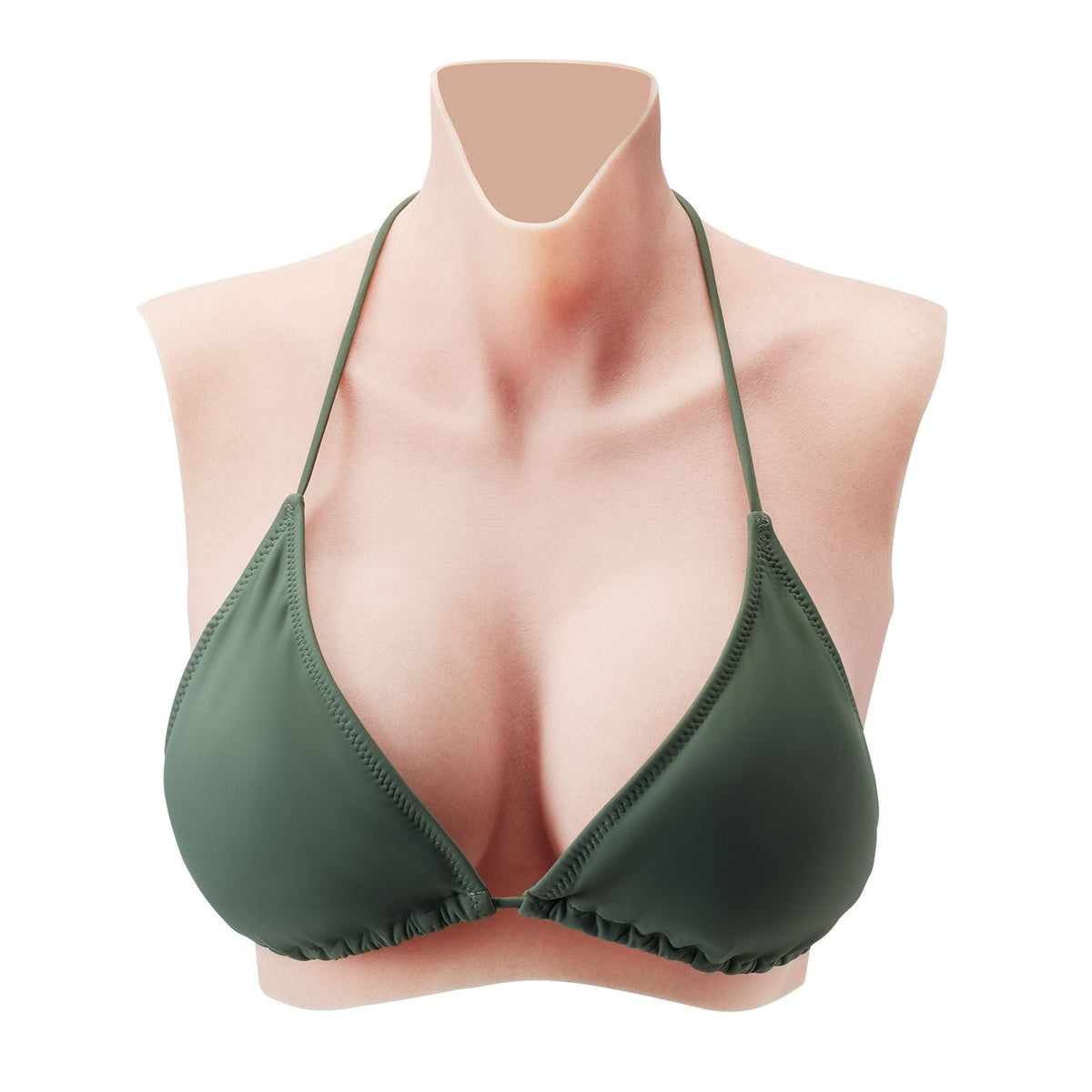 Silicone Breastplate, C-Cup High Neckline Fake Breasts for Crossdressers, Realistic Silicone-Filled Fake Boobs Breast Forms for Transgender Cosplay Drag Queen, Ivory