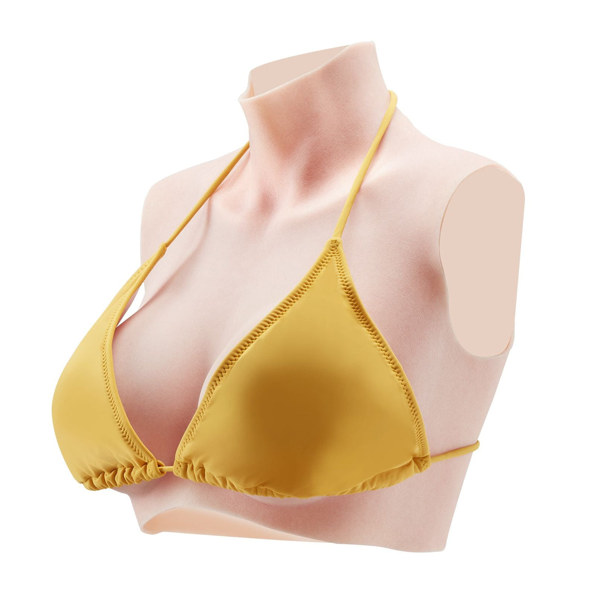 Silicone Breastplate, D-Cup High Neckline Fake Breasts for Crossdressers, Realistic Silicone-Filled Fake Boobs Breast Forms for Transgender Cosplay Drag Queen, Ivory