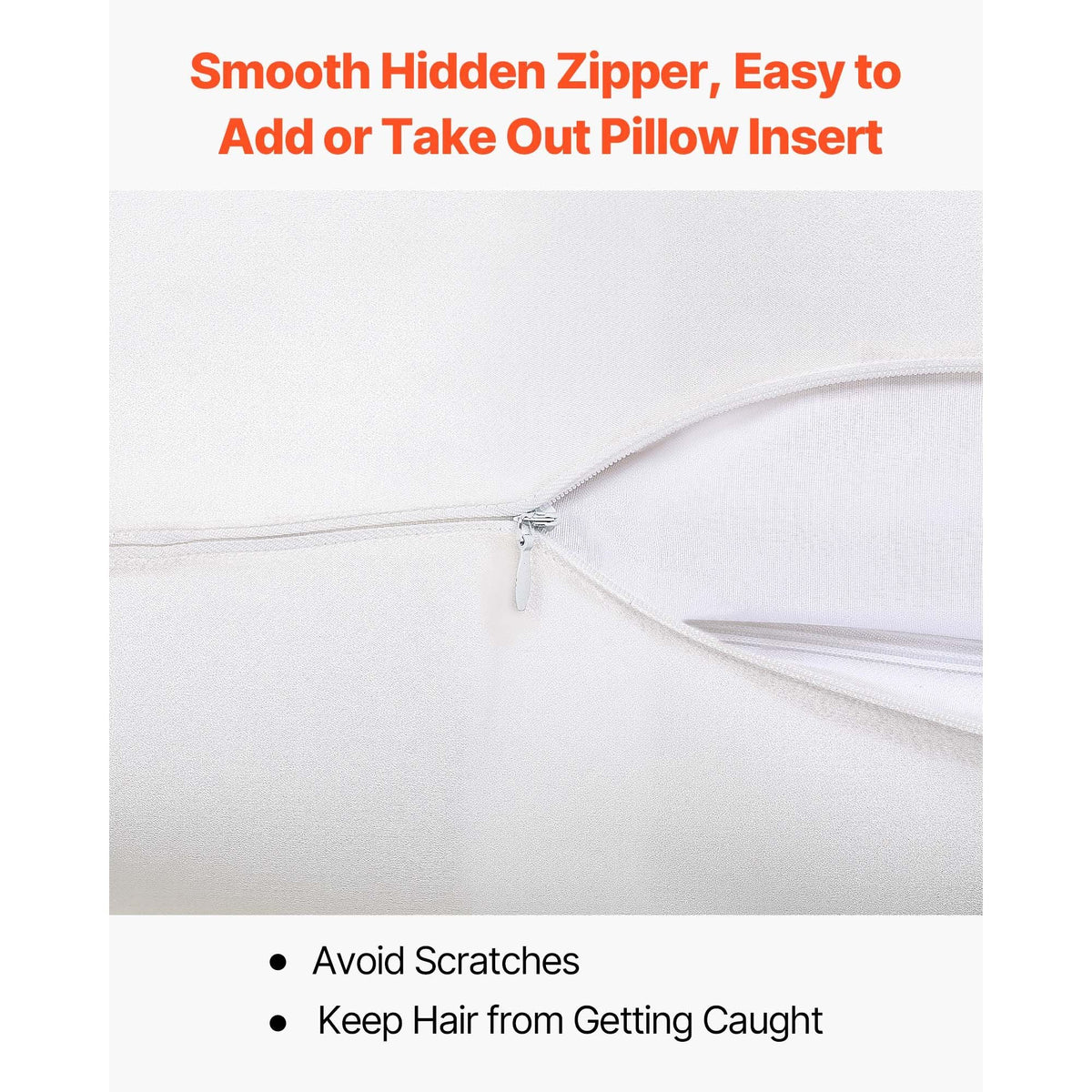 Silk Pillowcase, 100% Pure Mulberry Silk Pillow Case, 26 in x 20 in Standard Silky Pillow Case for Hair and Skin, Smooth, Soft and Breathable Pillowcase with Hidden Zipper, for Sleeping (White)