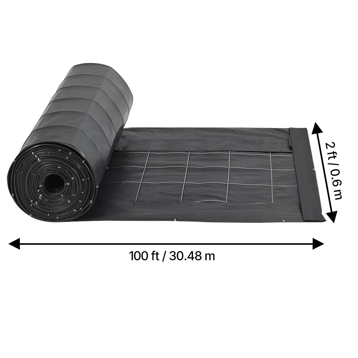 Silt Fence Fabric Roll, 2 x 100 ft Backed Wire Silt Fence, Erosion Control Fencing for Sediment Retention, Industrial Grade Temporary Tough Polypropylene Fabric for Construction Job Sites
