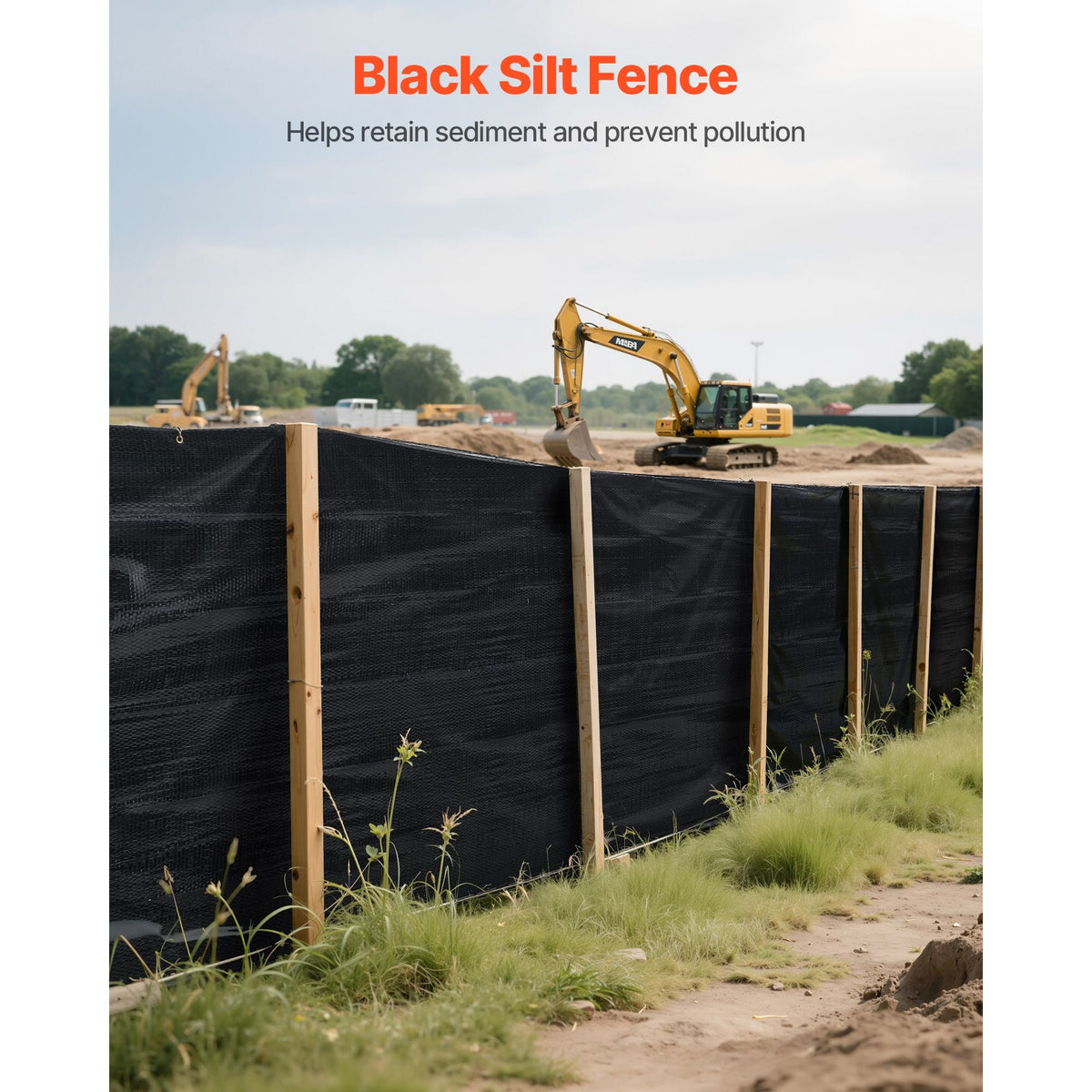 Silt Fence Fabric Roll, 3 x 500 ft Erosion Control Fencing, Industrial Grade Tough Polypropylene Fabrics for Sediment Retention, Temporary Fabric for Construction Job Sites