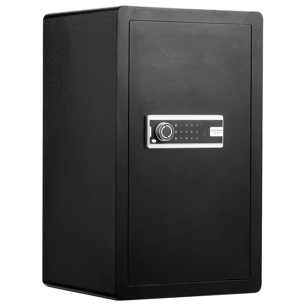 Single Door 4.0 cu.ft Safe Box with Key Lock & Password, Safe Lock Box with Fireproof Bag, Key Rack, LED Light, 2 Shelves, and 1 Cabinet for Money, Documents, Jewelry, and Valuables, Black