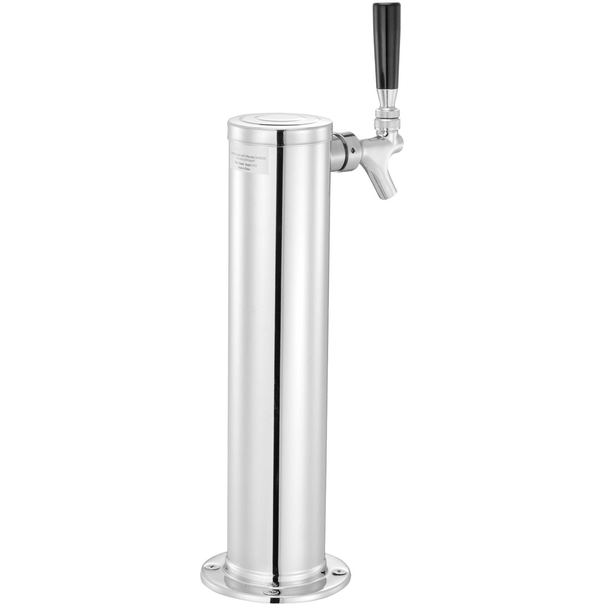 Single Faucet Draft Beer Tower Dispenser, Stainless Steel Keg Beer Tower, Kegerator Tower Kit with Pre-Assembled Tubing and Self-Closing Faucet Shank for Party, Bar, Pub, Restaurant
