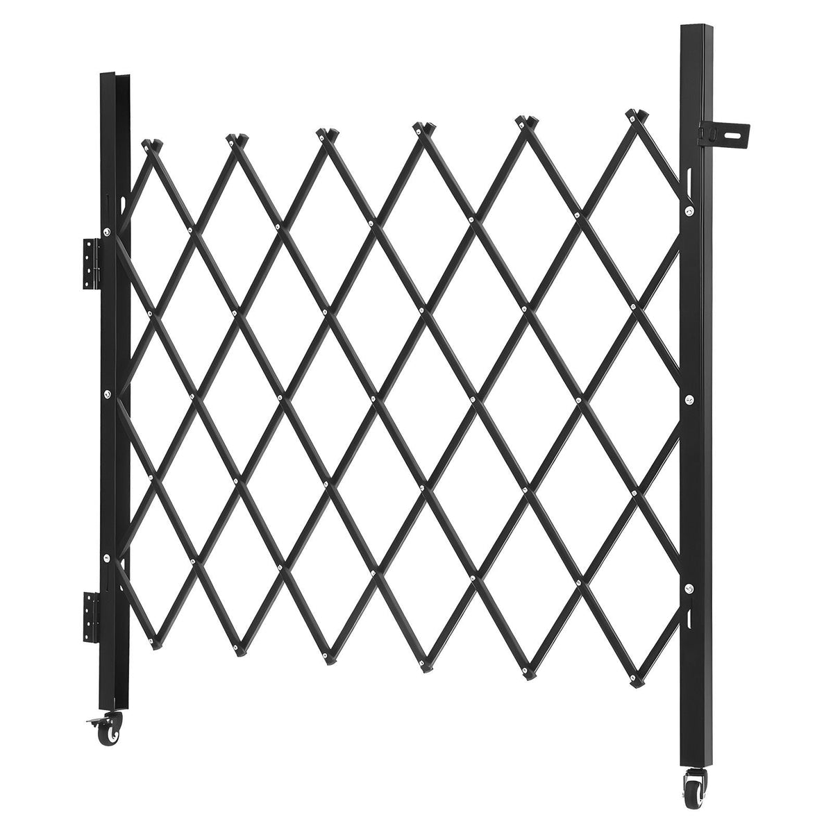 Single Folding Security Gate, Lockable Scissor Gate with 360° Swivel Casters, Outdoor Barricade Steel Retractable Gates, for Entry Security, Garage, Warehouse & Pool, 43.31 x 51.57 in (W x H)