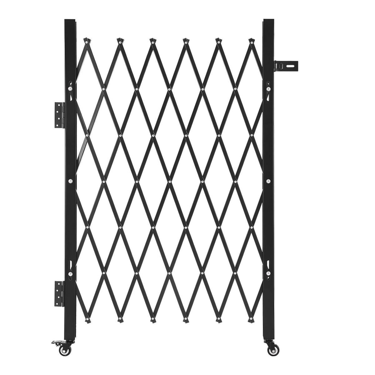 Single Folding Security Gate, Lockable Scissor Gate with 360° Swivel Casters, Outdoor Barricade Steel Retractable Gates, for Entry Security, Garage, Warehouse & Pool, 43.31 x 51.57 in (W x H)