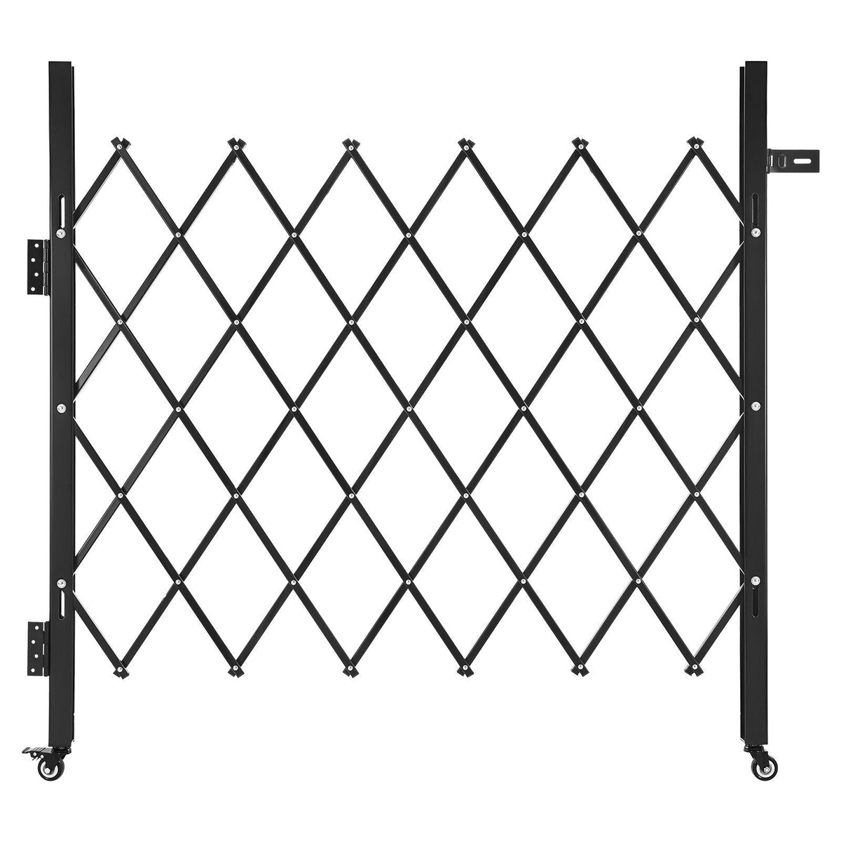 Single Folding Security Gate, Lockable Scissor Gate with 360° Swivel Casters, Outdoor Barricade Steel Retractable Gates, for Entry Security, Garage, Warehouse & Pool, 43.31 x 51.57 in (W x H)