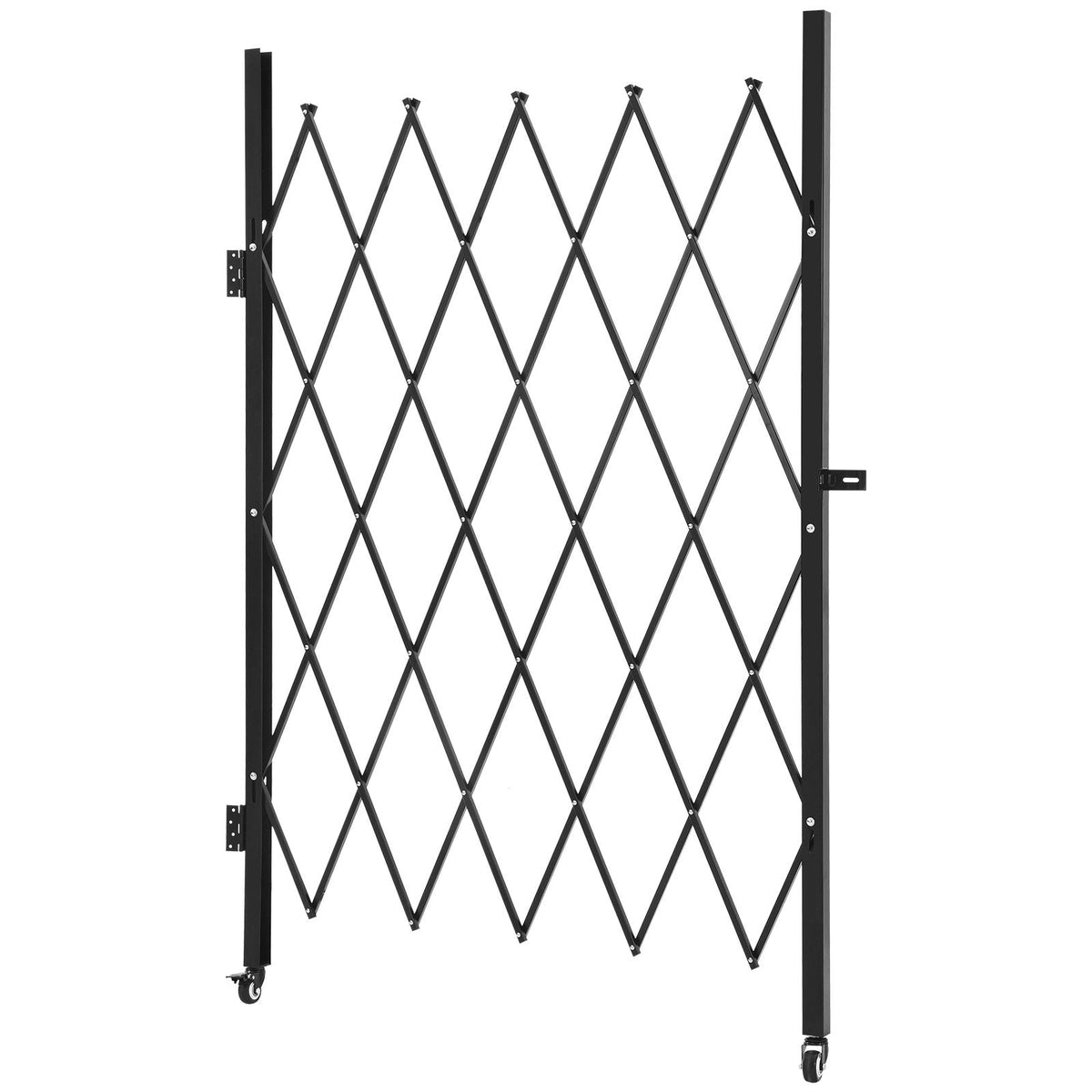 Single Folding Security Gate, Lockable Scissor Gate with 360° Swivel Casters, Outdoor Barricade Steel Retractable Gates, for Entry Security, Garage, Warehouse & Pool, 49.61 x 77.76 in (W x H)