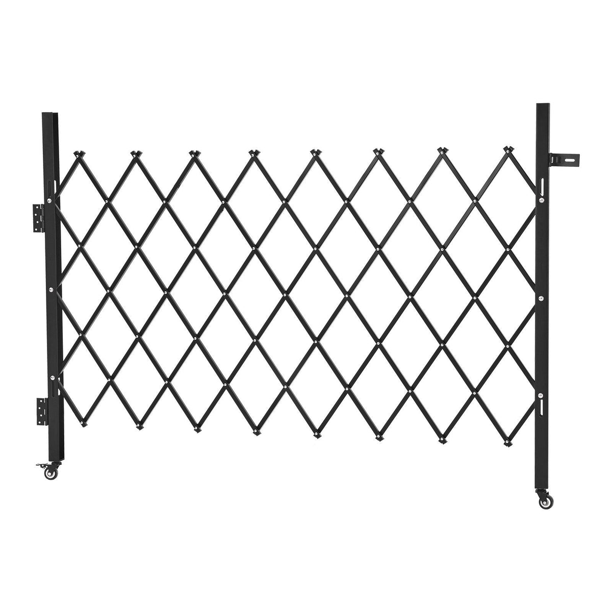 Single Folding Security Gate, Lockable Scissor Gate with 360° Swivel Casters, Outdoor Barricade Steel Retractable Gates, for Entry Security, Garage, Warehouse & Pool, 66.93 x 51.57 in (W x H)