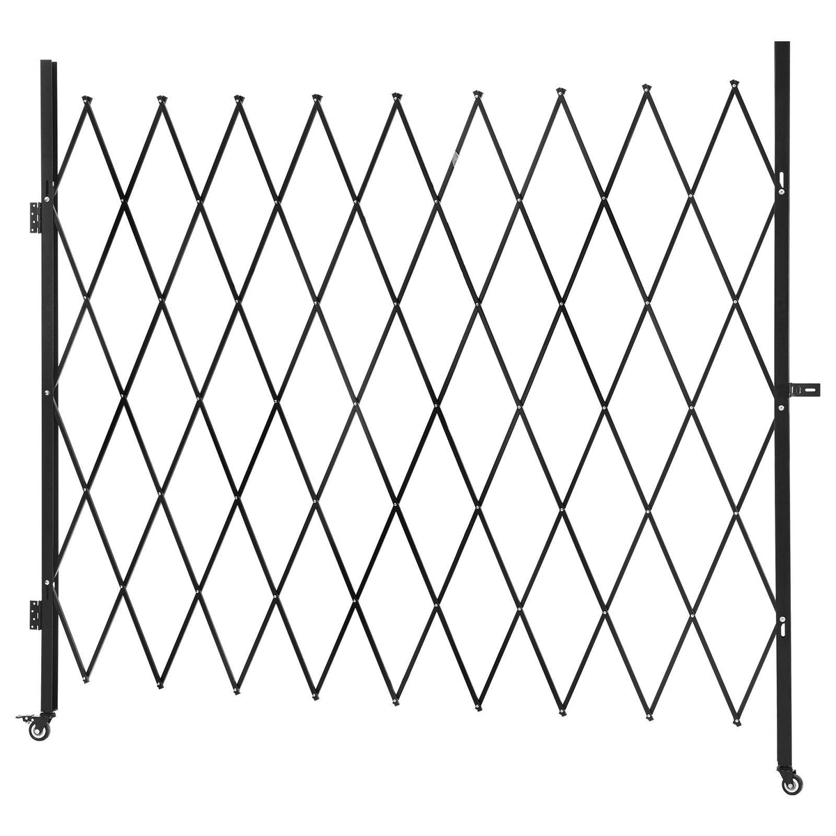 Single Folding Security Gate, Lockable Scissor Gate with 360° Swivel Casters, Outdoor Barricade Steel Retractable Gates, for Entry Security, Garage, Warehouse & Pool, 86.61 x 86.81 in (W x H)