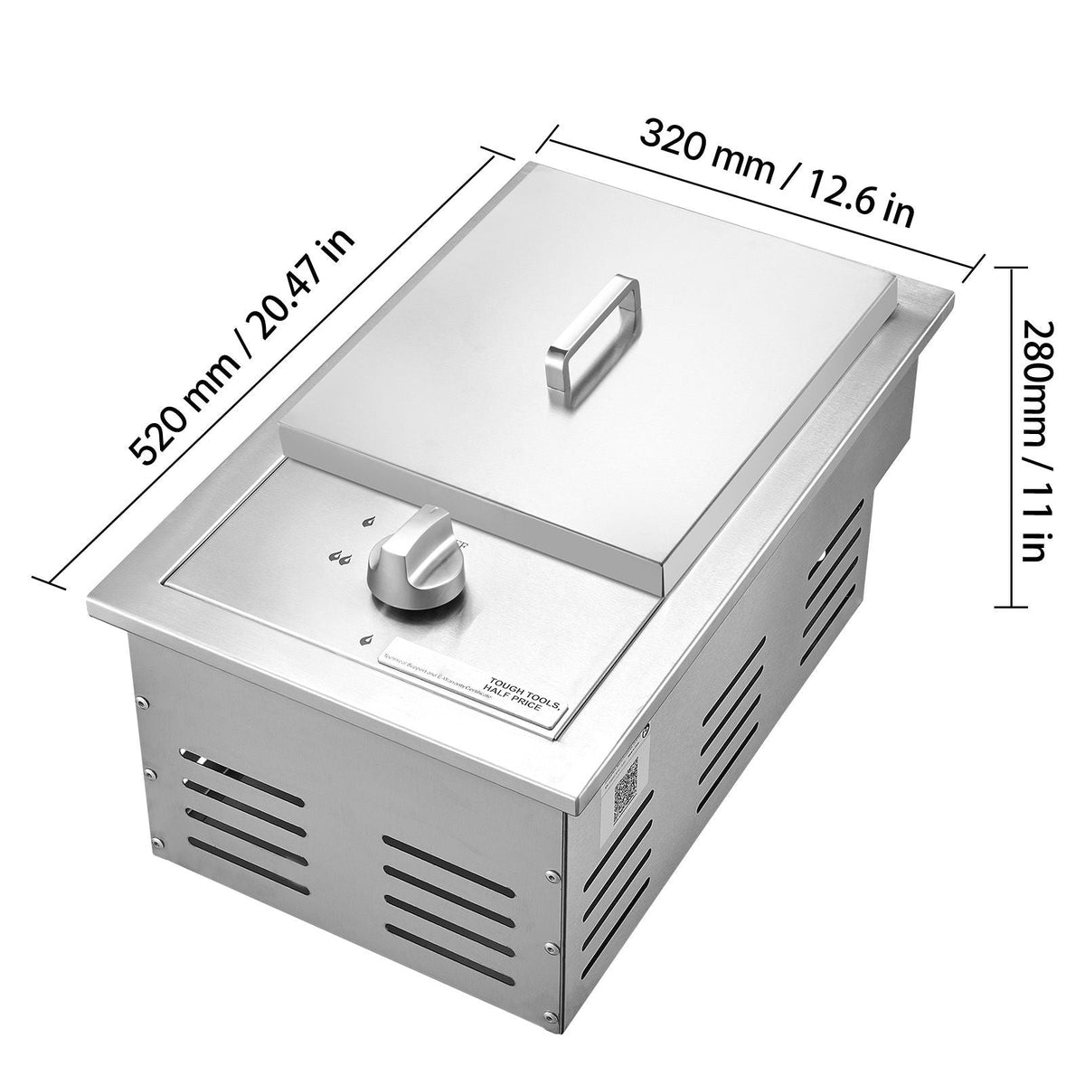 Single Grilling Side Burner, 15,000BTU Liquid Propane Side Burner for Outdoor Kitchen, Convertible to Natural Gas, 304 Stainless Steel Built-in Single Grill Burners for BBQ Grill Island