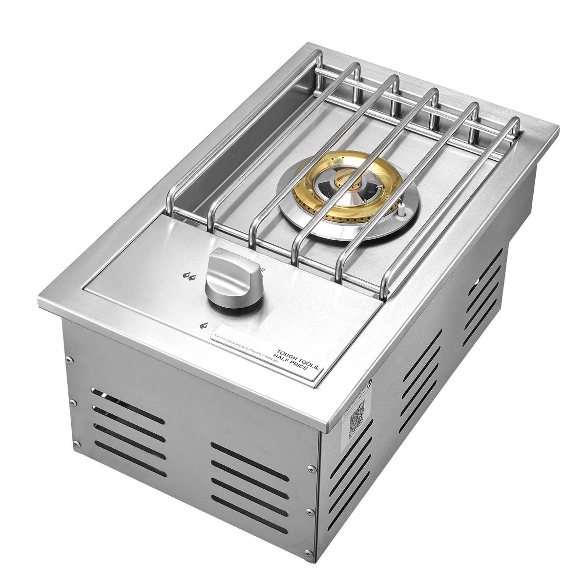 Single Grilling Side Burner, 15,000BTU Liquid Propane Side Burner for Outdoor Kitchen, Convertible to Natural Gas, 304 Stainless Steel Built-in Single Grill Burners for BBQ Grill Island