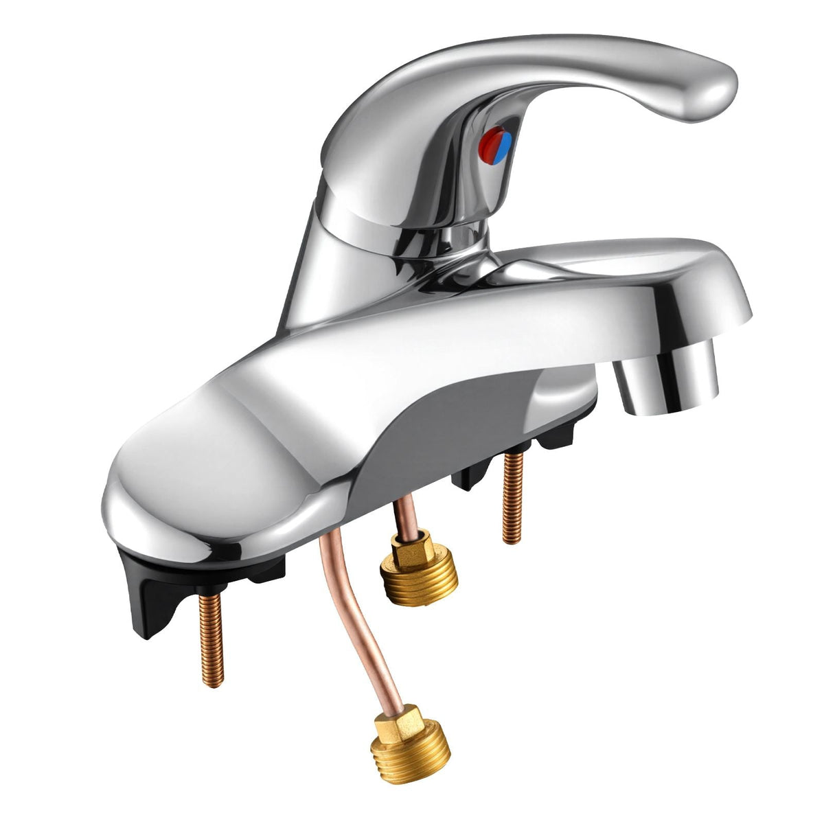 Single Handle Sink Faucet, Chrome-Plated Silver Single Handle Bathroom Faucet, Kitchen Water Faucets with Overflow 1 or 3 Hole, Suitable for Bathroom, RV, Bar Sink, Public Restroom, Press-Type