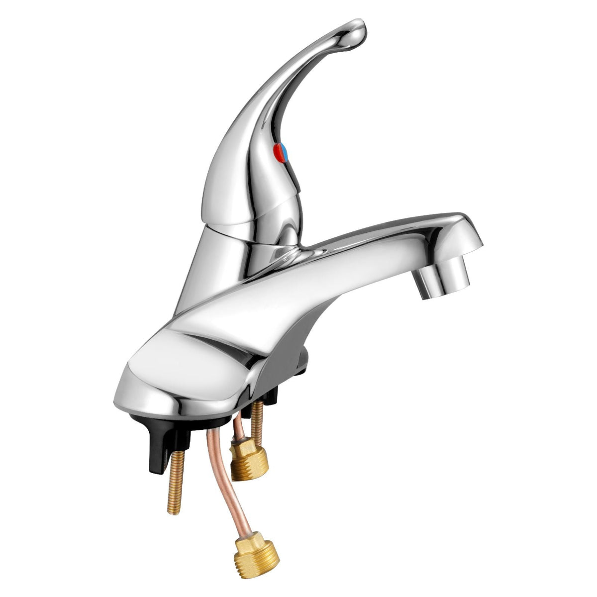 Single Handle Sink Faucet, Chrome-Plated Silver Single Handle Bathroom Faucet, Kitchen Water Faucets with Overflow 1 or 3 Hole, Suitable for Bathroom, RV, Bar Sink, Public Restroom, Press-Type
