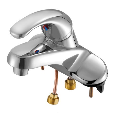 Single Handle Sink Faucet, Chrome-Plated Silver Single Handle Bathroom Faucet, Kitchen Water Faucets with Overflow 1 or 3 Hole, Suitable for Bathroom, RV, Bar Sink, Public Restroom, Press-Type