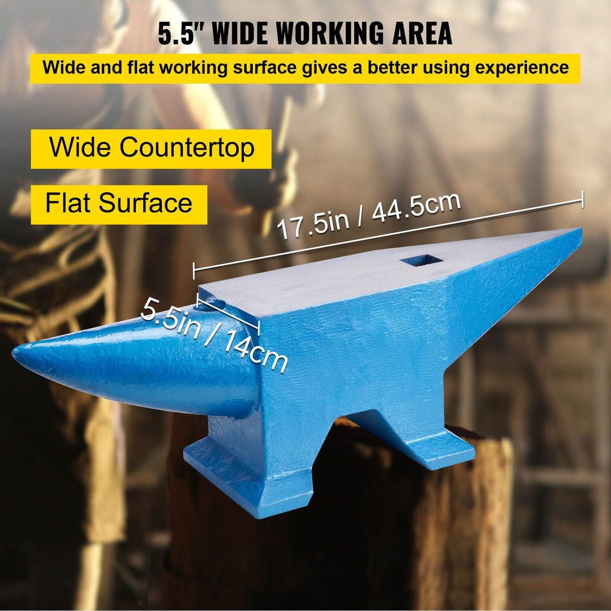 Single Horn Anvil 132Lbs Cast Steel Anvil Blacksmith for Sale Forge Steel Tools with Round and Square Hole and Equipment Anvil Rugged Blacksmith Jewelers Durable and Robust Metal Working Tool