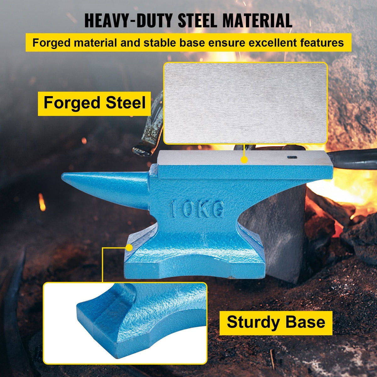 Single Horn Anvil 132Lbs Cast Steel Anvil Blacksmith for Sale Forge Steel Tools with Round and Square Hole and Equipment Anvil Rugged Blacksmith Jewelers Durable and Robust Metal Working Tool
