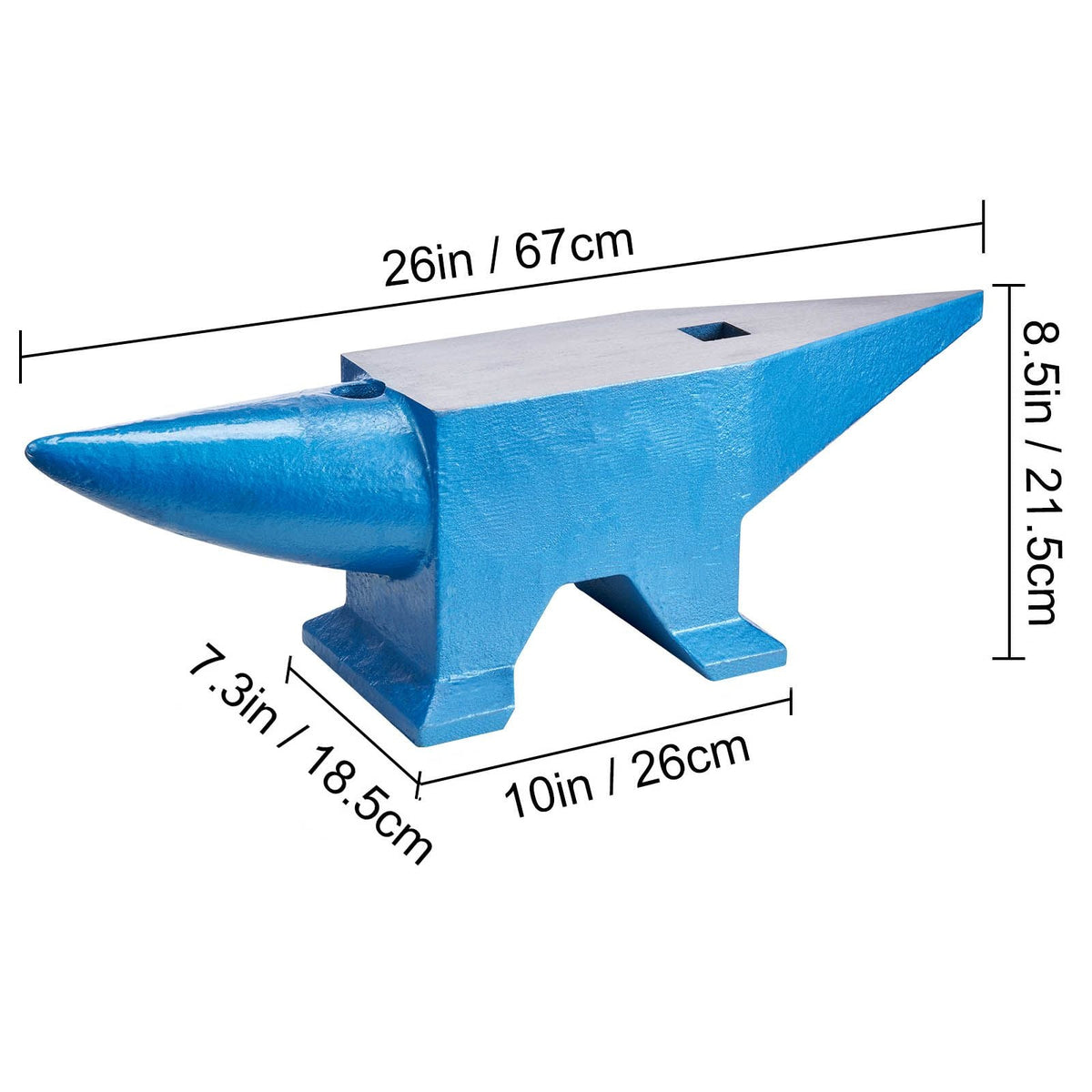 Single Horn Anvil 132Lbs Cast Steel Anvil Blacksmith for Sale Forge Steel Tools with Round and Square Hole and Equipment Anvil Rugged Blacksmith Jewelers Durable and Robust Metal Working Tool