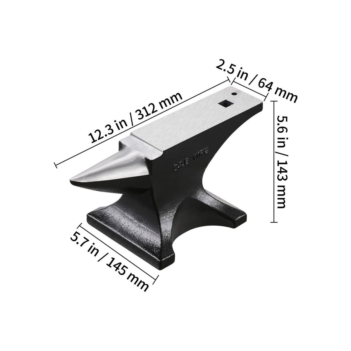Single Horn Anvil, 25lbs Cast Steel Anvil, High Hardness Rugged Round Horn Anvil for Blacksmiths, with Stable Base, Metal Working Tool for Metal Bending, Shaping, Twisting, Craft Projects