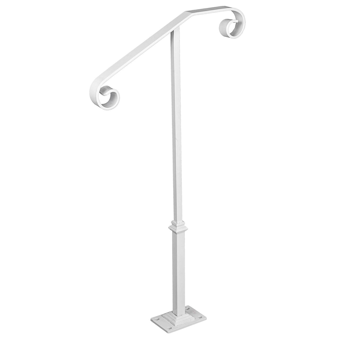 Single Post Handrail White Wrought Iron Post Mount Step Grab Supports Fits 1 or 2 Steps Grab Rail Single Post Railing