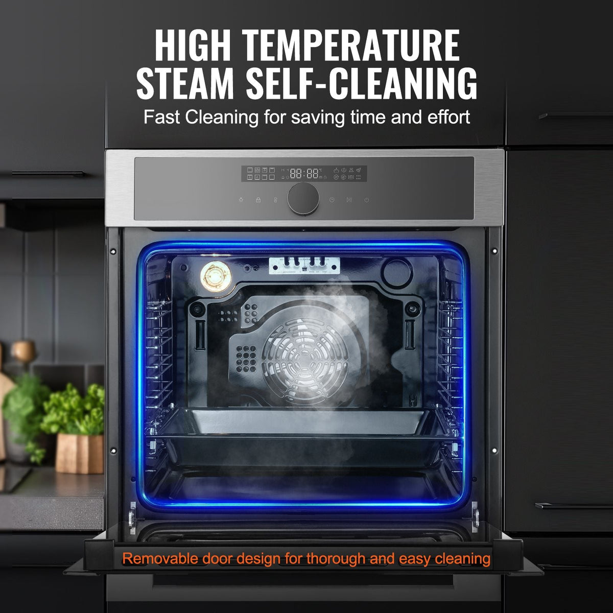 Single Wall Oven, 24" Electric Built-in Wall Oven with 16 Cooking Functions, 2.68 Cu.Ft Electric Wall Ovens with Timer, 3150W Electric Oven with Baking Rack and Tray, for Kitchen