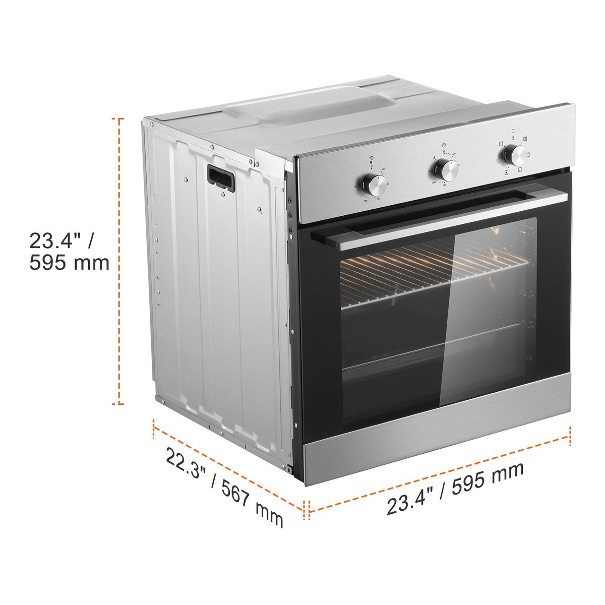 Single Wall Oven, 24" Electric Built-in Wall Oven with 6 Cooking Functions, 2.68 Cu.Ft Electric Wall Ovens with Timer, 2000W Electric Oven with Baking Rack and Tray, for Kitchen