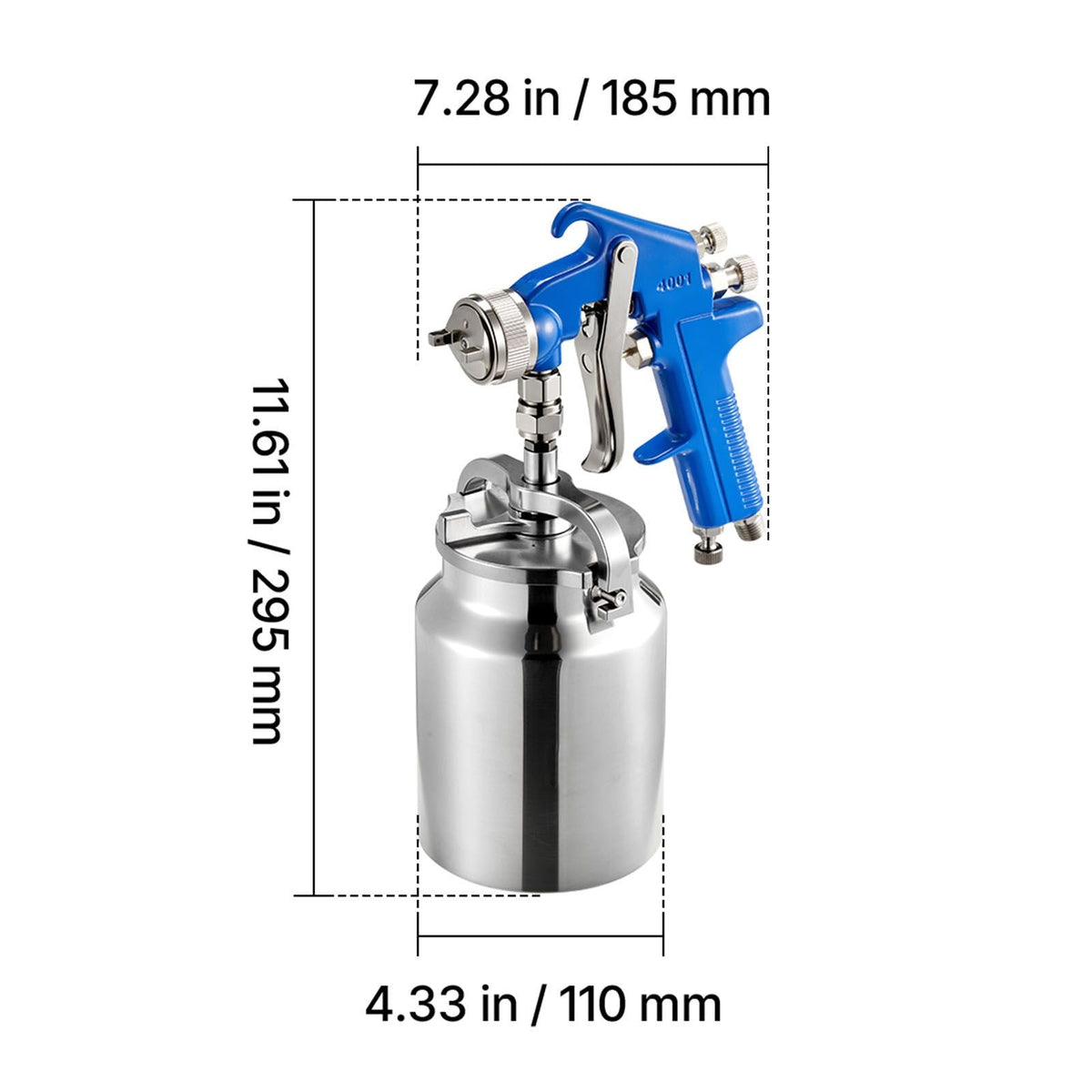Siphon Feed Spray Gun, High Atomization Air Paint Spray Gun, 1000cc Automotive Paint Sprayer with 1.8 mm Nozzle, Adjustable Flow Rate & Air Volume for Car, Furniture, Wall, House Painting