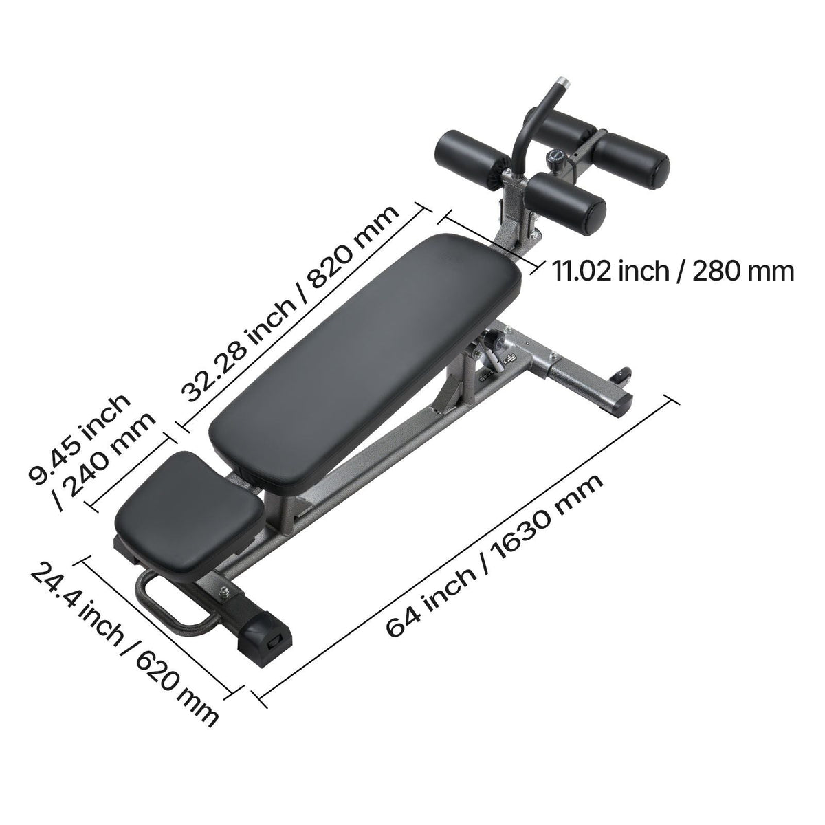 Sit Up Bench, Decline Ab Bench with Reverse Crunch Handle, with 4 Adjustable Height Settings, Heavy Duty Steel, 1000 Lbs Capacity, for Home Gym Workouts, Strength Training, Full Body Muscles