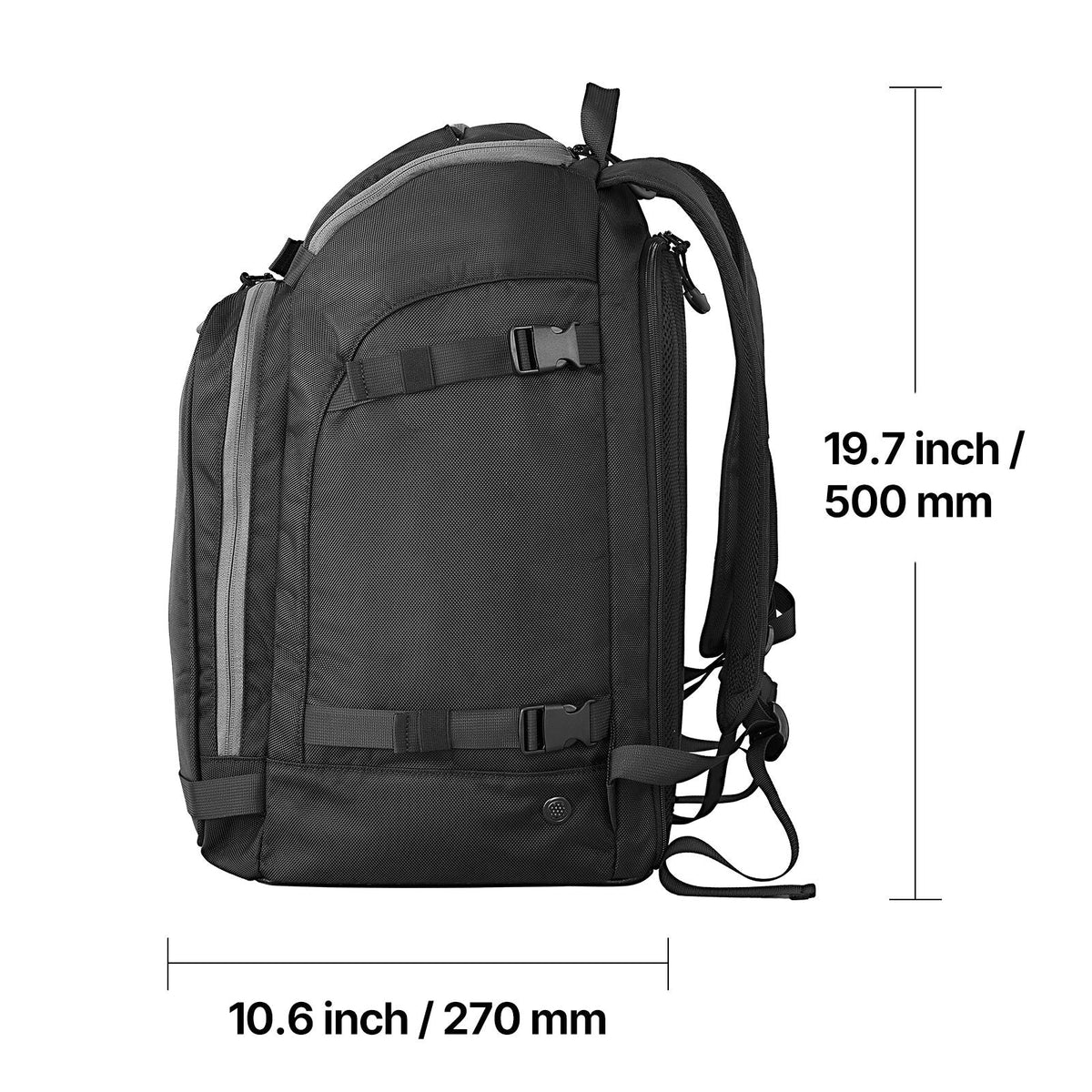 Ski Boot Bag, 55L, Snowboard Boots Travel Backpack for Men Women, with Waterproof Exterior & Bottom, Durable 1680D Oxford, Bag for Skis, Snowboard, Helmet, Goggles, Gloves, Accessories (Black)