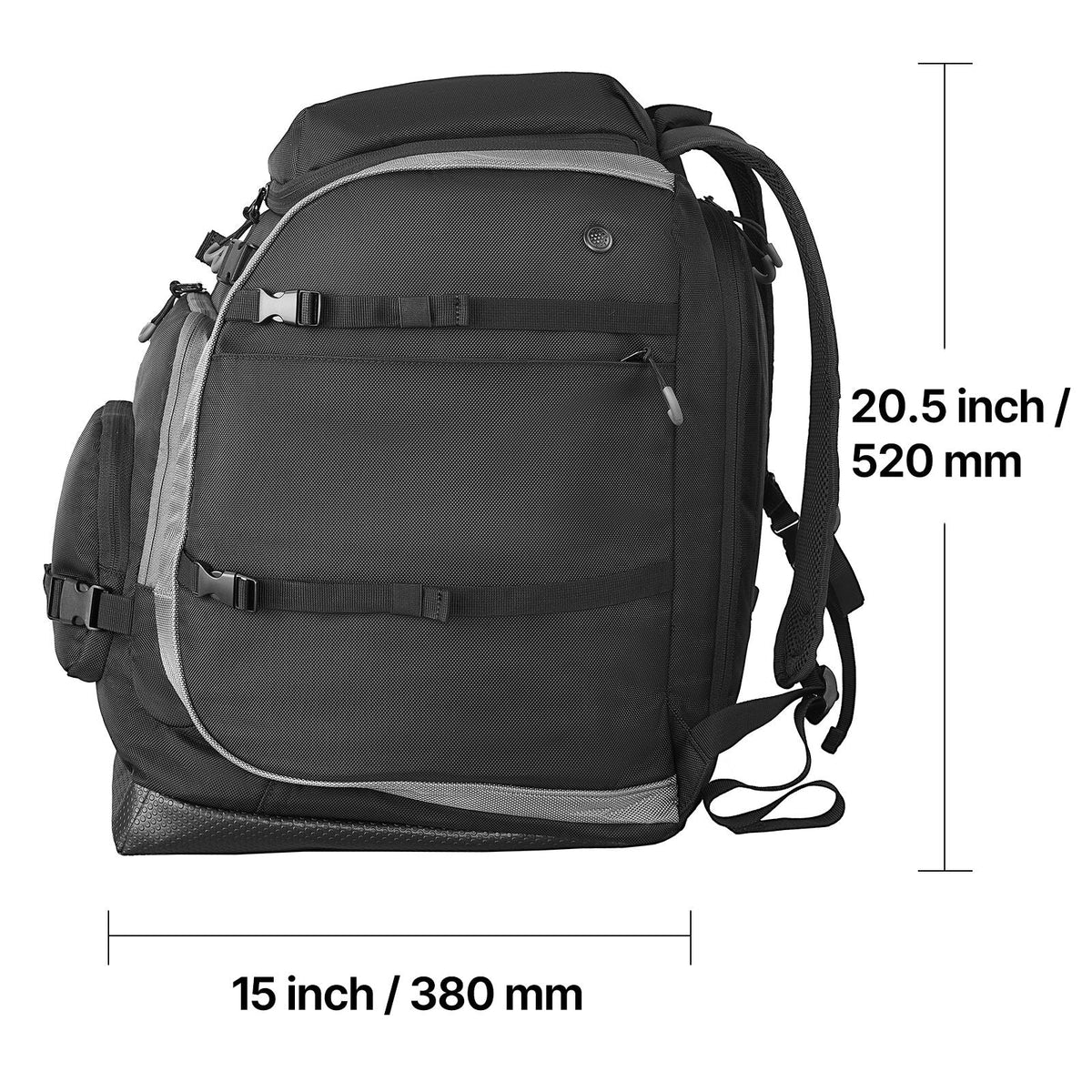 Ski Boot Bag, 70L, Snowboard Boots Travel Backpack for Men Women, with Waterproof Exterior & Bottom, Durable 1680D Oxford, Bag for Skis, Snowboard, Helmet, Goggles, Gloves, Accessories (Black)