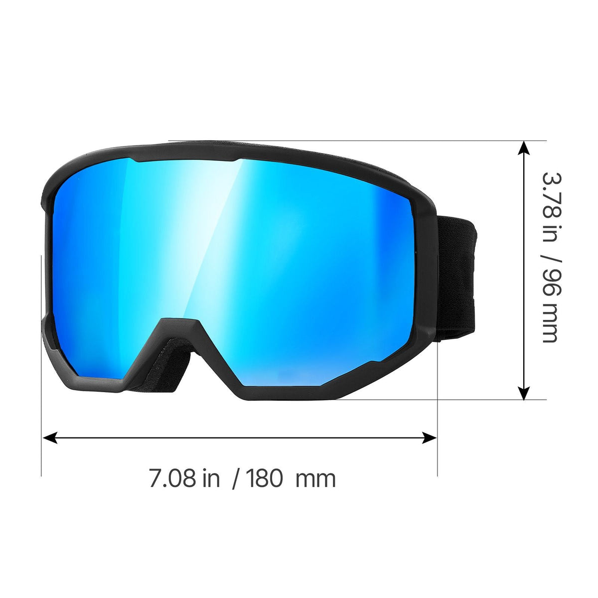 Ski Goggles, Cylindrical Lens with Ice Blue Revo Coating, OTG Anti fog Snow Goggles for Men Women Youth, TPU Frame & Ventilation Structure, Suitable for Skiing, Skating, Snowboarding, Cycling