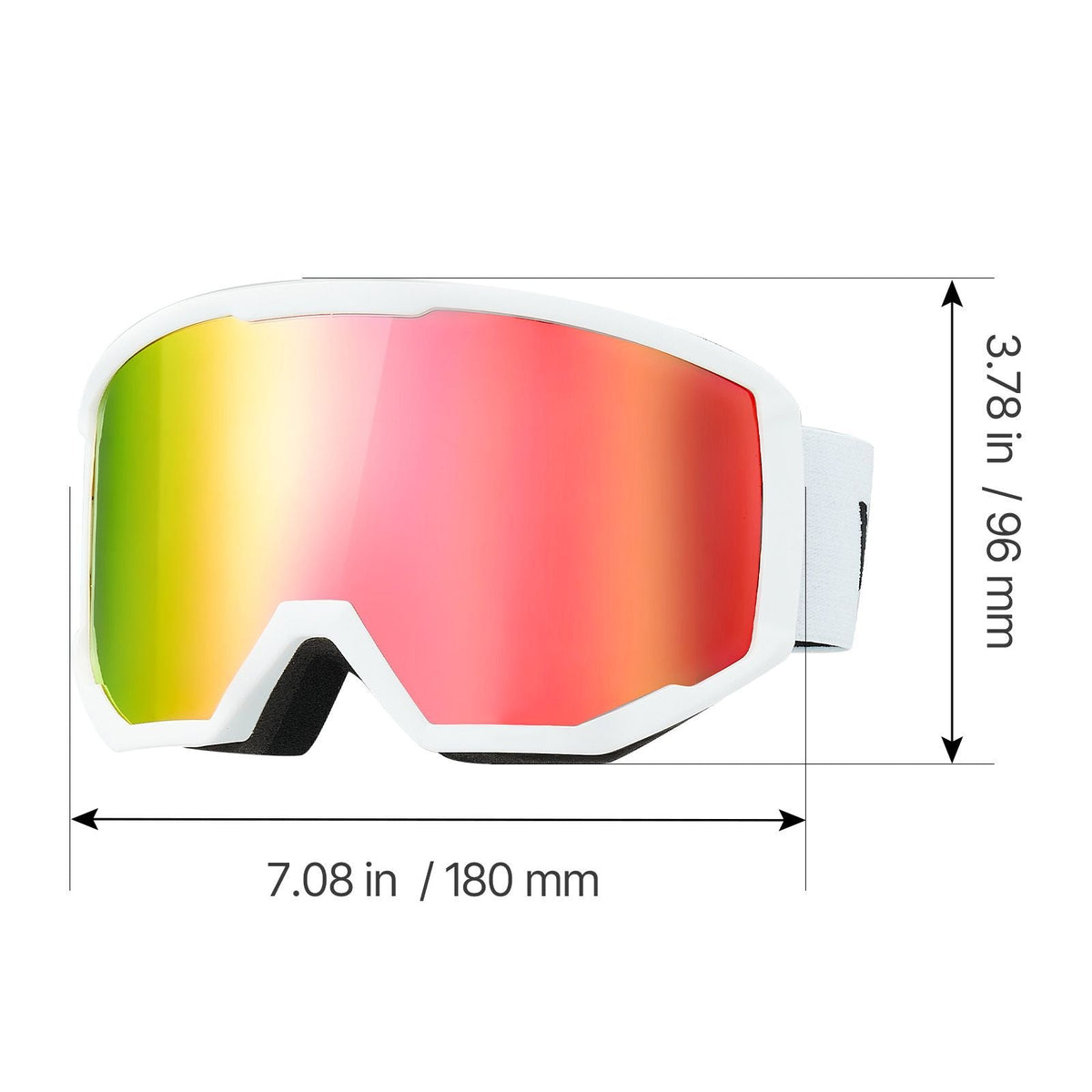 Ski Goggles, Cylindrical Lens with Pink Revo Coating, OTG Anti fog Snow Goggles for Men Women Youth, TPU Frame & Ventilation Structure, Suitable for Skiing, Skating, Snowboarding, Cycling
