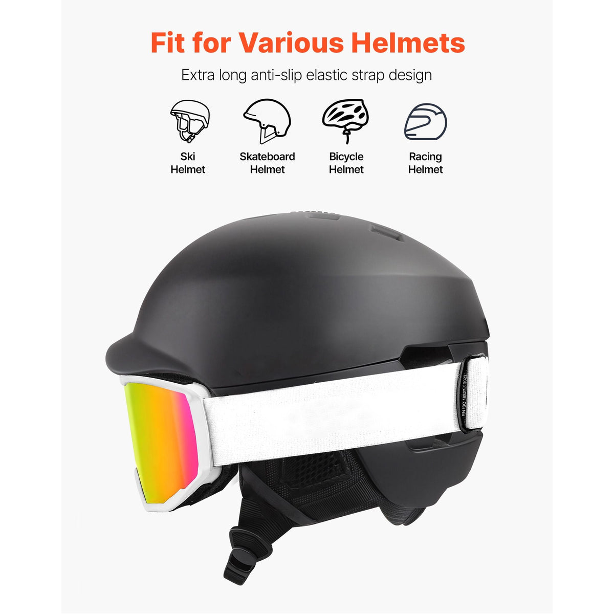 Ski Goggles, Cylindrical Lens with Pink Revo Coating, OTG Anti fog Snow Goggles for Men Women Youth, TPU Frame & Ventilation Structure, Suitable for Skiing, Skating, Snowboarding, Cycling