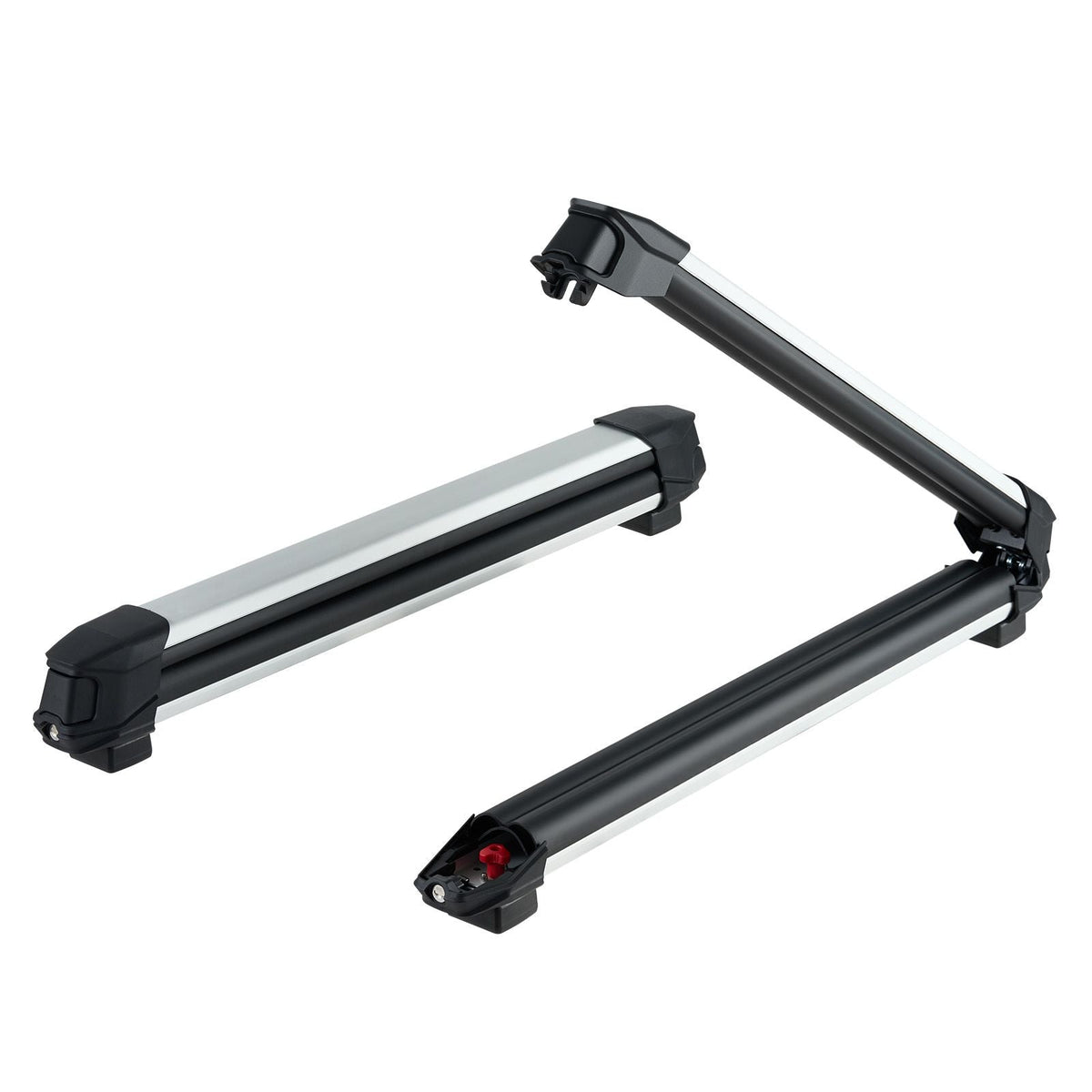 Ski & Snowboard Roof Rack, Carry up to 6 Pairs of Skis or 4 Snowboards, 2 PCS Aluminum Universal Car Roof Rack with Lock & Rubber Padding, Carrier for Fishing Rod, Fit Most Slotted Crossbars