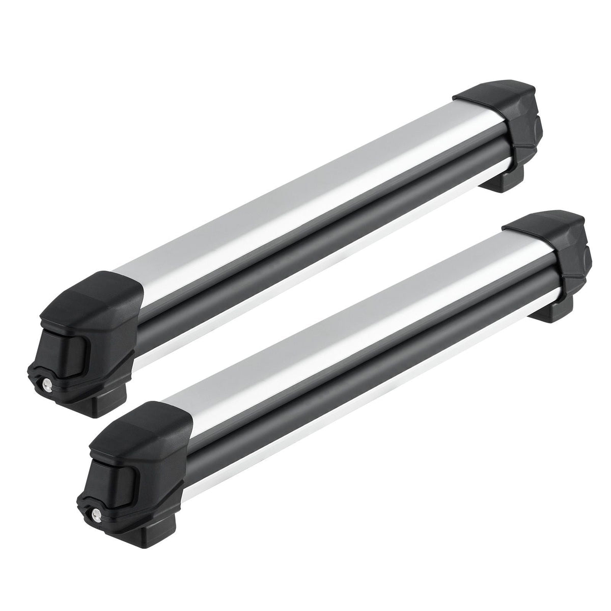 Ski & Snowboard Roof Rack, Carry up to 6 Pairs of Skis or 4 Snowboards, 2 PCS Aluminum Universal Car Roof Rack with Lock & Rubber Padding, Carrier for Fishing Rod, Fit Most Slotted Crossbars
