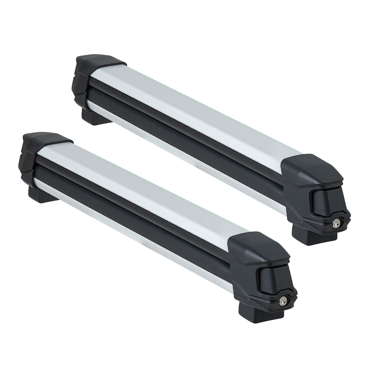 Ski & Snowboard Roof Rack, Carry up to 6 Pairs of Skis or 4 Snowboards, 2 PCS Aluminum Universal Car Roof Rack with Lock & Rubber Padding, Carrier for Fishing Rod, Fit Most Slotted Crossbars