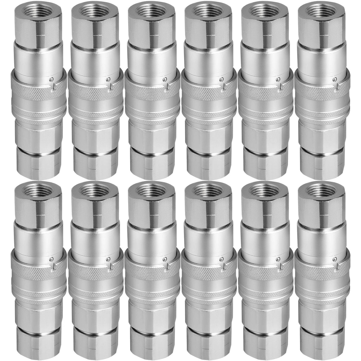 Skid Steer Hydraulic Quick Connect 1/2\" Body Hydraulic Coupler 1/2\" NPT Hydraulic Coupling Quick Connect 2 Pairs Hydraulic Quick Coupler 27.6 MPa (ISO 16028) (12 Pairs)