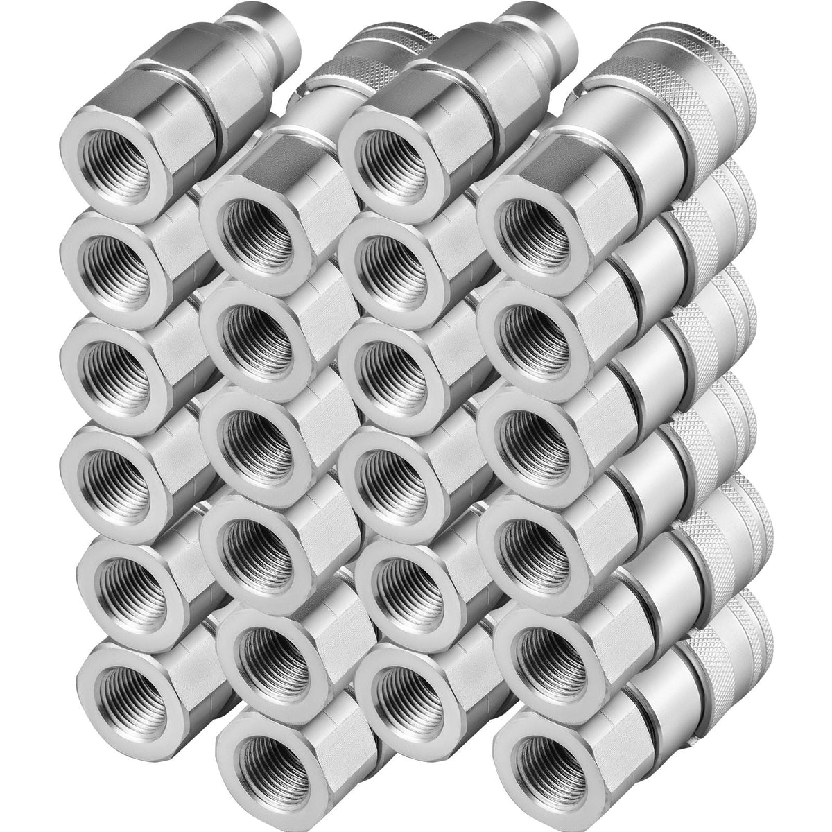 Skid Steer Hydraulic Quick Connect 1/2\" Body Hydraulic Coupler 1/2\" NPT Hydraulic Coupling Quick Connect 2 Pairs Hydraulic Quick Coupler 27.6 MPa (ISO 16028) (12 Pairs)