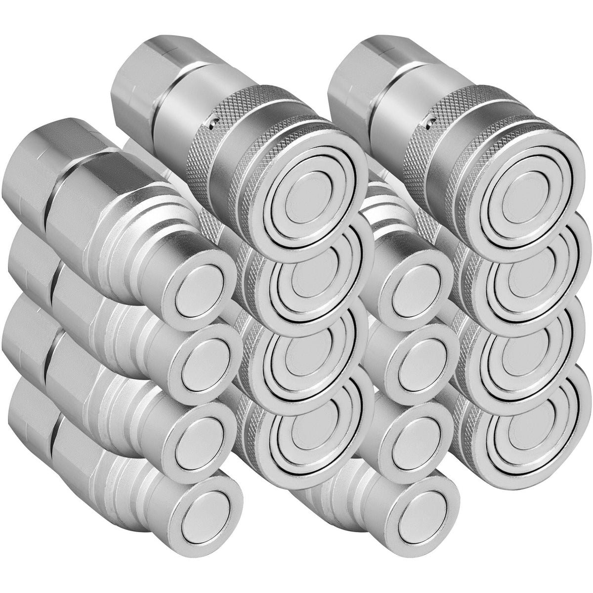 Skid Steer Hydraulic Quick Connect 1/2\" Body Hydraulic Coupler 1/2\" NPT Hydraulic Coupling Quick Connect 8 Pairs Hydraulic Quick Coupler 27.6 MPa (ISO 16028) (8 Pairs)
