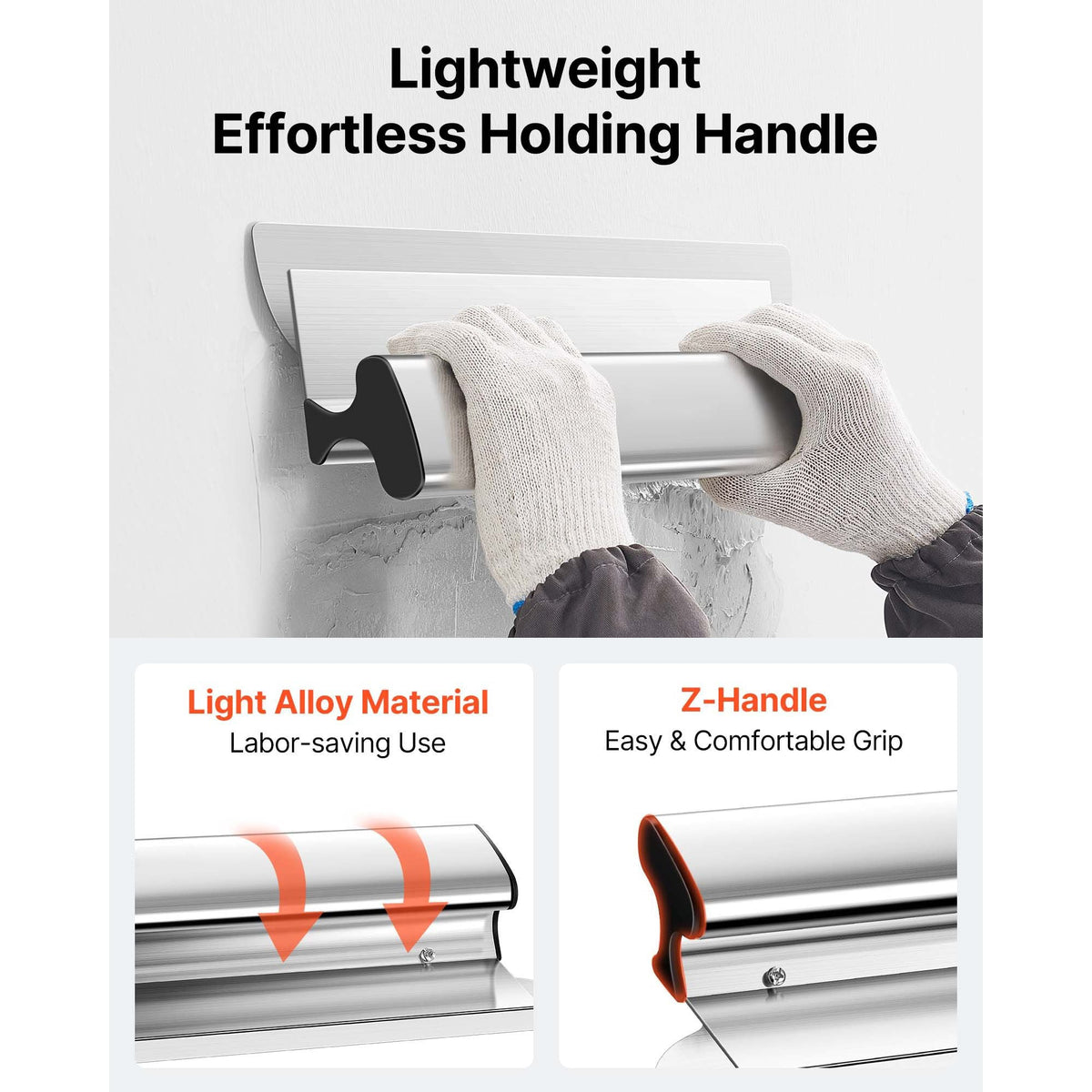 Skimming Blade Set,10\"+24\"+32\" Blades + 35\"-78\" Extension Handle, European Stainless Steel Construction Knife, Aluminum Blade Profile Smoothing Knockdown Spatula
