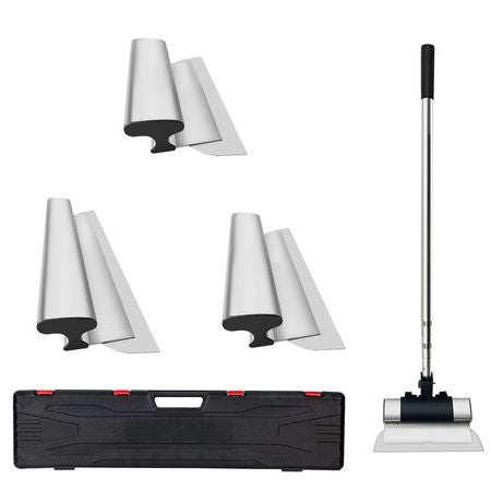Skimming Blade Set,25+40+60 cm Blades + 35"-78" Extension Handle, European Stainless Steel Construction Knife, Aluminum Blade Profile Smoothing Knockdown Spatula for Gyprock/Drywall/Wall-Boa
