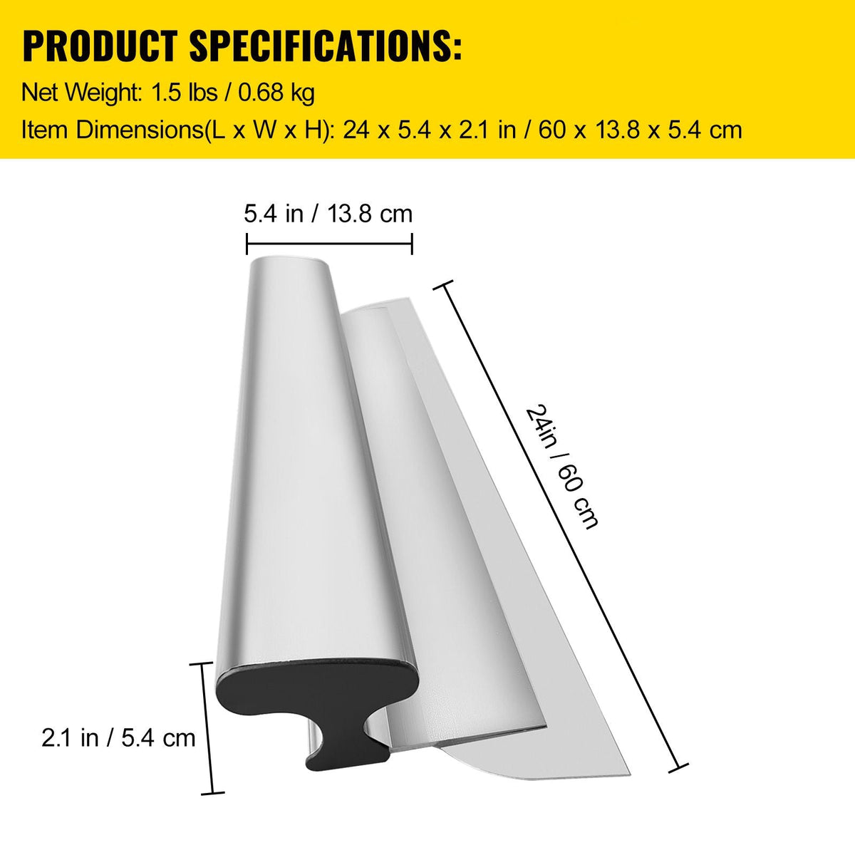 Skimming Blade,24 inch Smoothing Knife, European Stainless Steel Construction Knife, Aluminum Blade Profile Smoothing Knockdown Spatula for Gyprock/Drywall/Wall-Board