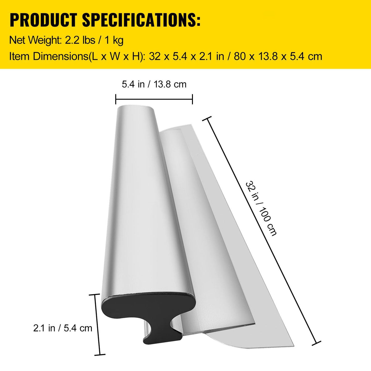 Skimming Blade,32 inch Smoothing Knife, European Stainless Steel Construction Knife, Aluminum Blade Profile Smoothing Knockdown Spatula for Gyprock/Drywall/Wall-Board