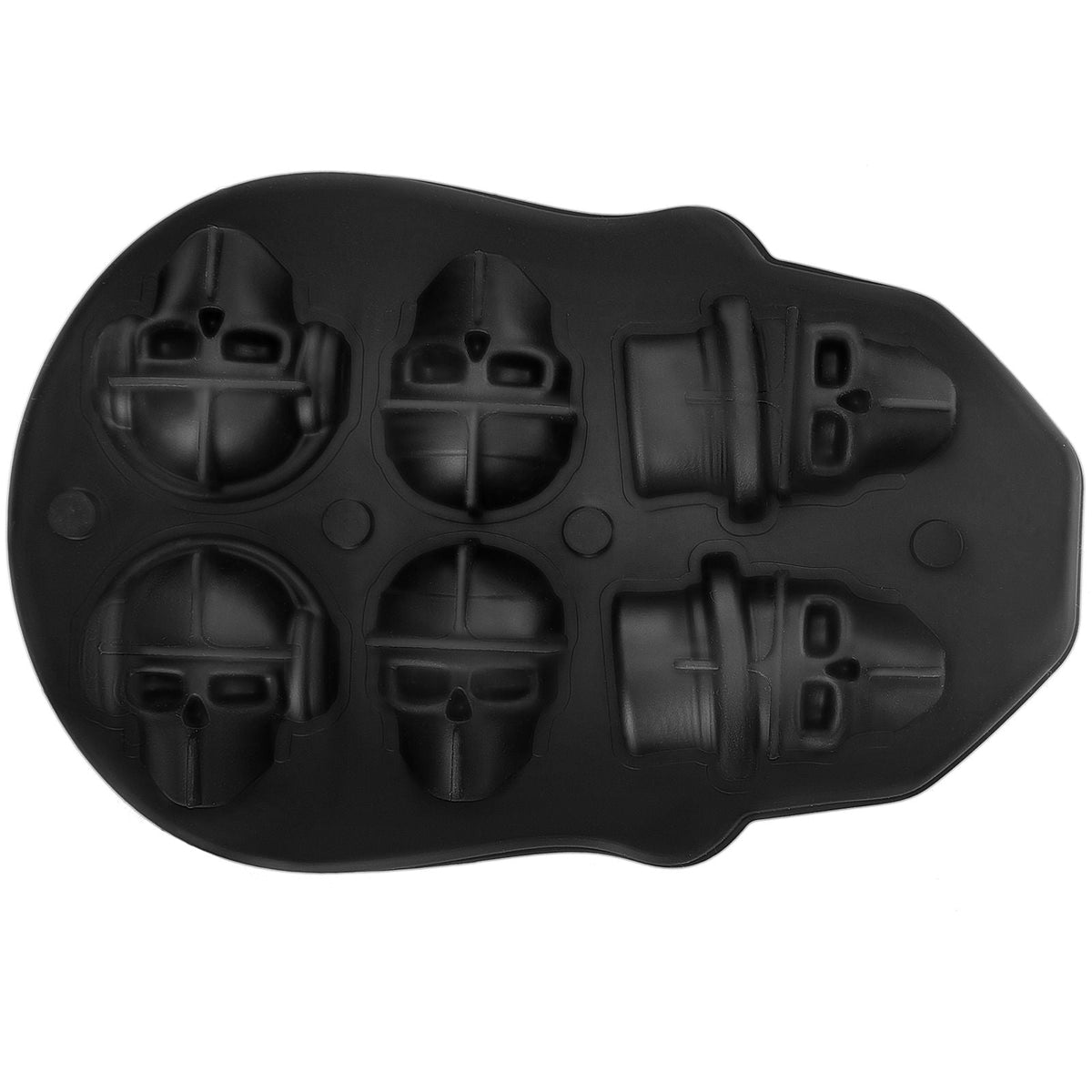 Skull Ice Cube Tray, 6-Grid Skull Ice Ball Maker, Flexible Black Silicone Ice Tray with Lid & Funnel, Skull Ice Cubes in 3 Distinct Patterns for Beverages & Chocolates on Parties & Holidays