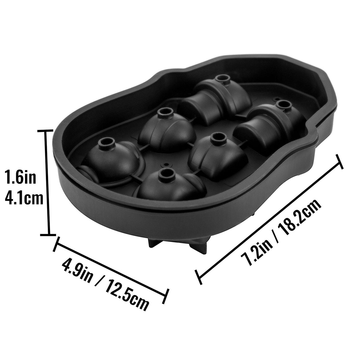 Skull Ice Cube Tray, 6-Grid Skull Ice Ball Maker, Flexible Black Silicone Ice Tray with Lid & Funnel, Skull Ice Cubes in 3 Distinct Patterns for Beverages & Chocolates on Parties & Holidays